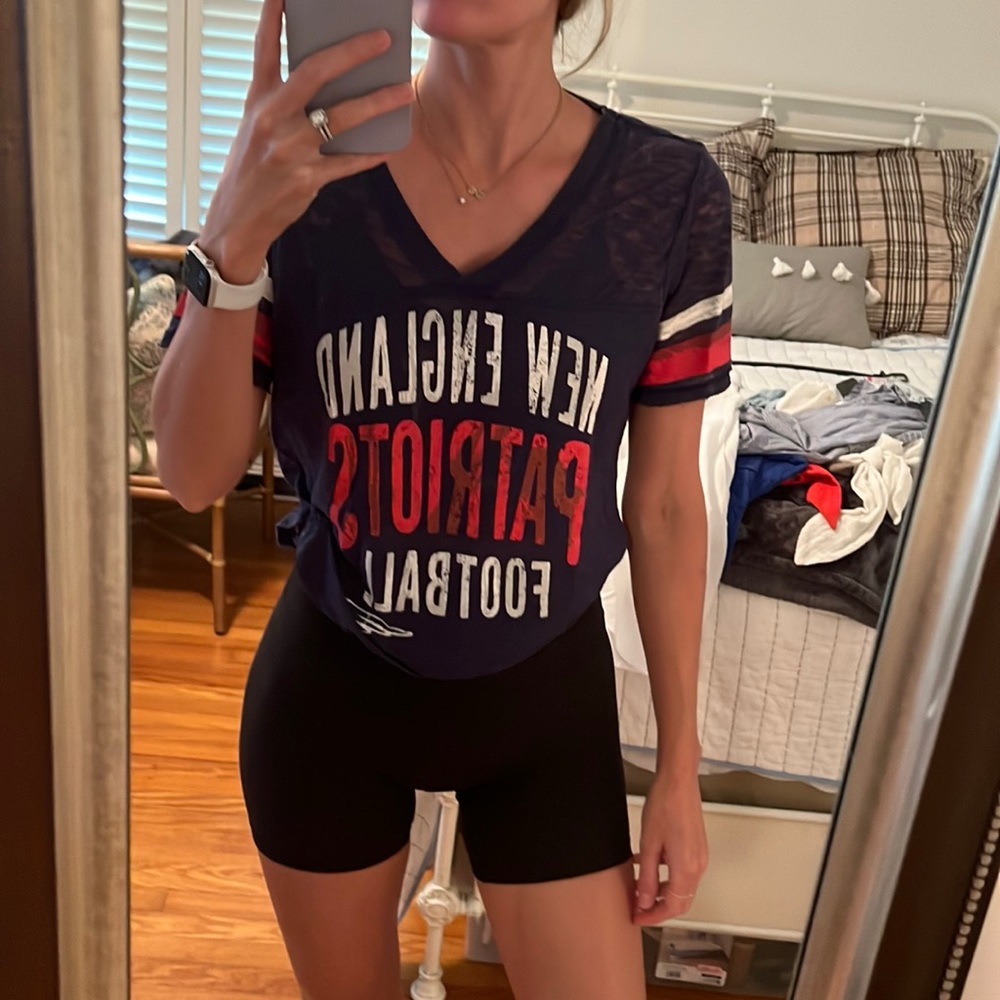 Alyssa Milano Touch New England Patriots Football v-neck